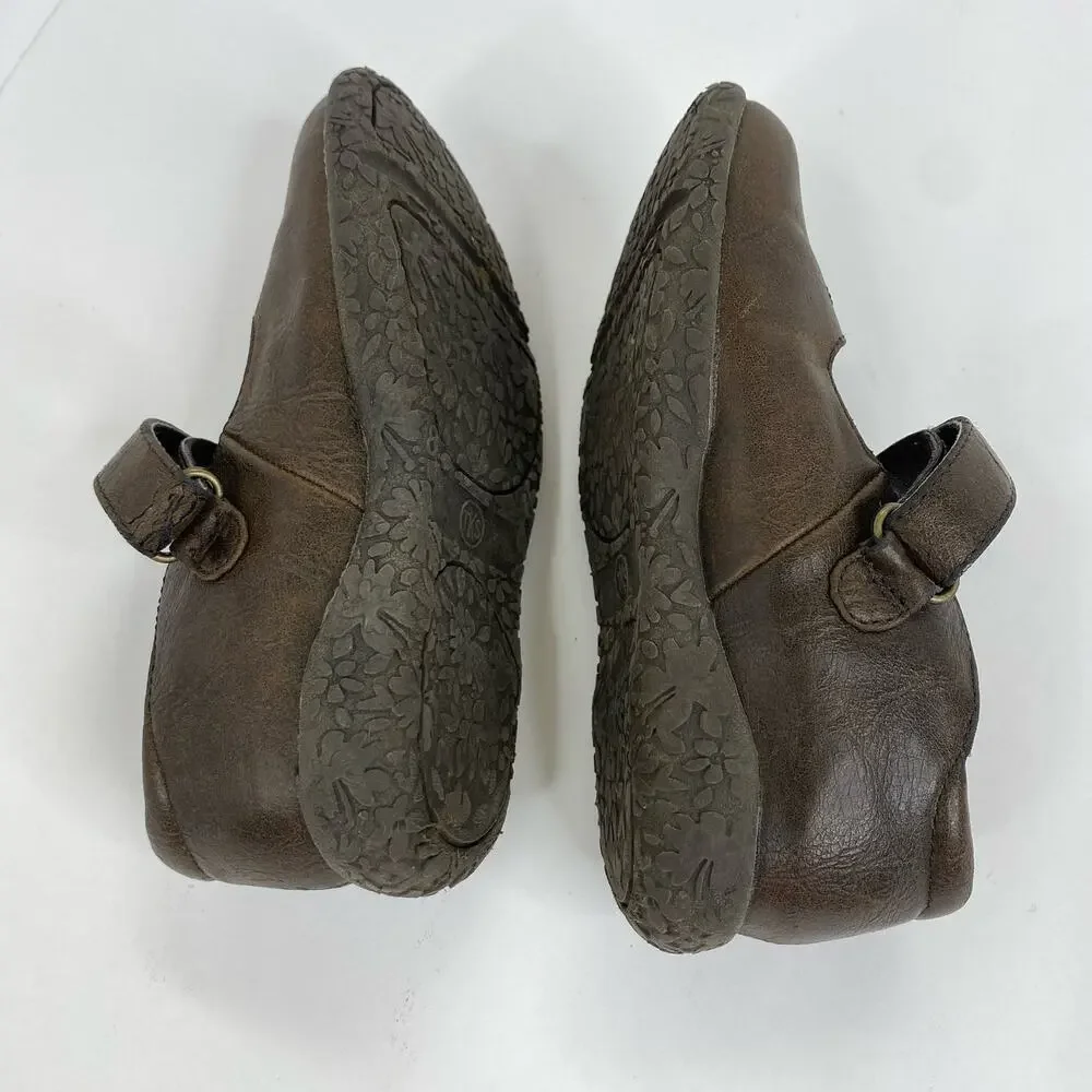 TKS Girls Donna Mary Janes Brown Shoes size 8 22312 3D Flowers